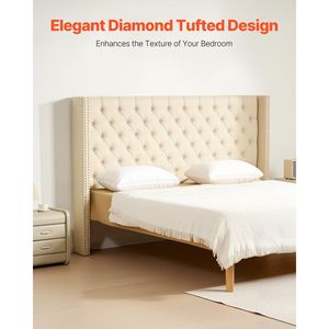 Altezza regolabile comodo diamante trapuntato crema King Size testiera del letto W84.1 X H54.33-60.24 X D8.27 per camere da letto Murphy letti - Product Image 2