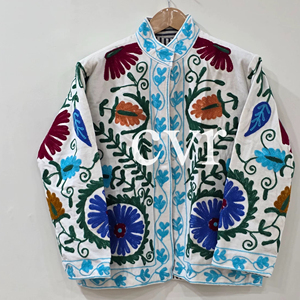 Outerwear Suzani Velvet Jacket Handmade Velvet Suzani Eco-Friendly Winter Boho Embroidered Women's Luxury <b>Coat</b> for Party Wear - Product Image 2