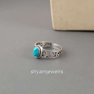 Natural Turquoise 925 Sterling Silver <b>Ring</b> | Vintage Filigree Cut-out Band | Handmade Bezel Set Oval Gemstone Gold Plated <b>Ring</b> - Product Image 4
