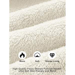 2025 hommes floue Sherpa pull à capuche 1/4 fermeture éclair moelleux sweats à capuche avec poches 3D broderie 500 Gsm poids - Product Image 2