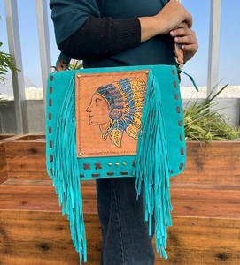 ¡Novedad de 2024! Bolso bandolera con flecos de cuero de gamuza a la moda, venta al por mayor, bolsos de mensajero de cuero genuino para mujer - Product Image 2