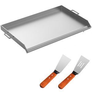 Plancha Rectangular Universal de Acero Inoxidable de 32 x 17 Pulgadas con 2 Asas y Ranuras para Drenar Grasa, Ideal para Barbacoas, Ollas, Sartenes y Planchas - Product Image 1