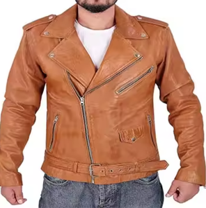 Abrigo de Cuero para Hombre, Corte Entallado, Cuello Alto, con Logotipo Frontal, Moda de Invierno - Product Image 1