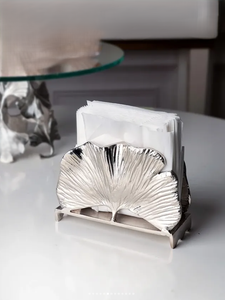 Boîte à mouchoirs en métal haut de gamme, distributeur de serviettes moderne en argent floral, organisateur de mouchoirs décoratif pour la table, pour la vaisselle - Product Image 2