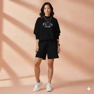 Elegante conjunto de cuello simulado para mujer, de tejido polar cepillado, cálido, suave, elástico, cómodo, de corte regular, elegante, informal de verano, liso. - Product Image 1