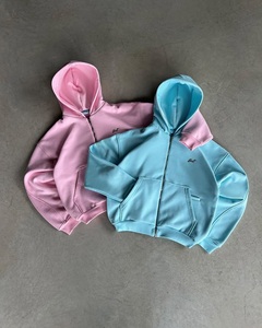 Sweat-shirt à capuche entièrement zippé unisexe personnalisé en coton 100% molletonné épais, couleur pastel, modèle surdimensionné, produit Alibaba le mieux classé - Product Image 6