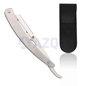 Rasoir de barbier professionnel en acier inoxydable avec poignée antidérapante et support de lame tranchante pour le modelage de la barbe, utilisation en salon - Product Image 4