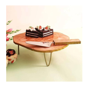 Blue Epoxy Resin <b>Cake</b> Stand With Brass Base Dessert Snacks Organizer <b>cake</b> Stand With <b>Server</b> At Affordable Price - Product Image 4