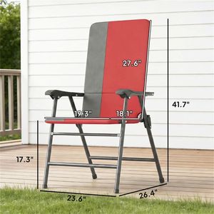 Set di Due Sedie Pieghevoli Rosse per Terrazza, Poltrone per Campeggio e Arredamento da Giardino - Product Image 6