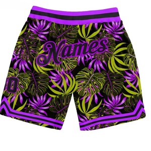 Shorts de bain personnalisés pour hommes, imprimé feuilles tropicales, sublimation, respirants, taille élastique, décontractés, streetwear d'été, OEM ODM - Product Image 4