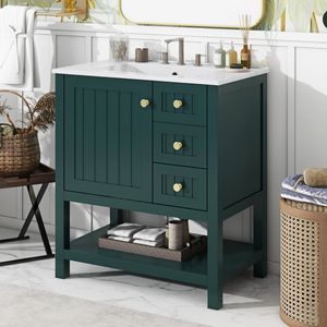 Mobile Bagno Stile Transizionale da 30 Pollici con Lavabo in Ceramica - Set Premium per Bagno - Product Image 1