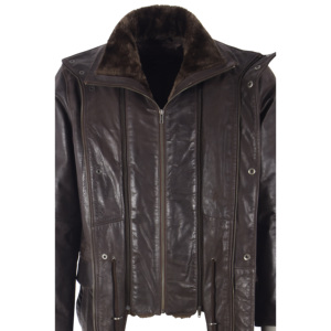 Manteau long en cuir de vache véritable pour homme avec col en fourrure amovible, manteau d'hiver en cuir de qualité supérieure, fabricant ODM sur mesure - Product Image 4
