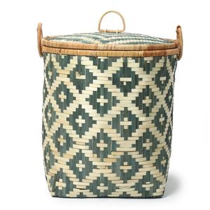 Handwoven Natural Bamboo Storage <b>Basket</b> with Lid – Stylish <b>Bathroom</b>, Bedroom & Laundry Storage Organizer - Product Image 2