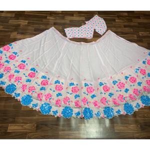 Handmade A-Line Lehenga Choli for Parties Beautiful Multi-Thread Embroidery Natural Waistline - Product Image 3