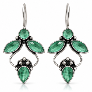 Boucles d'oreilles pendantes multicolores en laiton, finition argent oxydé, directement de l'usine |   Bijoux de mariage bohèmes en gros - Product Image 1