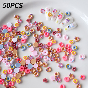 50 pièces/sac Breloques 3D en résine pour nail art en forme de donut, Appliques de strass à dos plat pour nail art <span class=keywords><strong>libellule</strong></span> DIY, Décoration d'<span class=keywords><strong>ongles</strong></span> DIY - Product Image 2