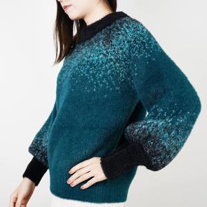 Suéter de punto suave con cuello redondo para mujer, informal, de poliéster/algodón, manga larga, anti-bolitas, transpirable, para invierno - Product Image 6
