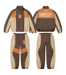 Wholesale 100% Cotton Printed Solid Jogging Tracksuit Men's <b>Zip</b>-<b>Up</b> <b>Jacket</b> Nylon Windbreaker Custom Logo Streetwear Plus Size - Product Image 3