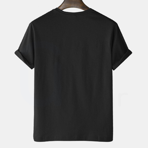 เสื้อยืดแขนสั้นผู้ชาย คอโอ ทรงปกติ ผ้าถัก ลายเรียบ สีแดง ดำ เทา - Product Image 2