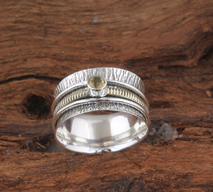 Luxury Natural Citrine <b>Spinner</b> Wedding <b>Ring</b> Elegant 925 Sterling Silver Gold Plated Meditation Band High-Quality <b>Spinner</b> <b>Ring</b> - Product Image 5