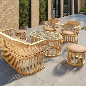Ensemble de canapés en bois imperméable et écologique avec table pour salon moderne et utilisation en extérieur - Product Image 6