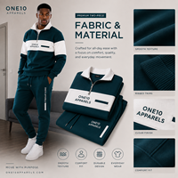 Ensemble de survêtement unisexe décontracté avec logo personnalisé, fournisseur OEM, 2-en-1, blocs de couleur, demi-zip, grande taille, streetwear d'hiver, sweat-shirt et pantalon de jogging