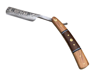 Rasoir de barbier à lame droite en damas avec manche en os fait main et étui en cuir PU - Product Image 4