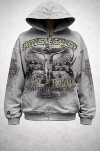 Sudadera con capucha de algodón de felpa francesa de 400 g/m² para invierno, estilo gótico 1:1, con estampado de arañas DTG y efecto puff. - Product Image 5