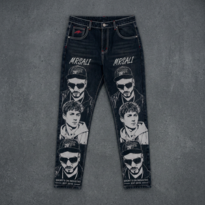 Jeans de Mezclilla Transpirables de Pierna Recta, Lavado Oscuro, con Estampado de Esqueleto Benjamin Franklin, Estilo Urbano, Cintura Media, 100% Algodón, Primavera - Product Image 2