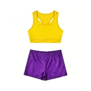 Ensemble de vêtements d'entraînement pour équipe de danse en polyester élastique, vêtements d'entraînement pour cheerleading, uniformes d'entraînement pour cheerleading, vêtements d'entraînement pour cheerleading à séchage rapide - Product Image 1