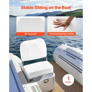 Sedile Pieghevole in Lega per Barca da Pesca con Cuscino in Spugna Ispessita, Schienale Basso, in Pelle PVC Impermeabile per Uso Marino - Product Image 2