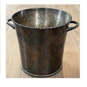 Grand seau à glace en cuivre inoxydable pour fêtes et bars, présentoir à boissons, pour champagne et vin, importé d'Inde - Product Image 1