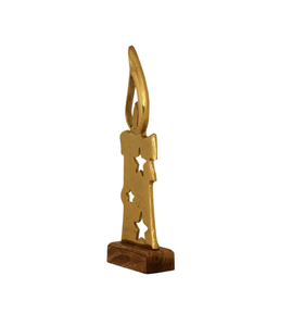 Metal <b>Christmas</b> Candle Decor With Star Cutouts On Wooden Base Traditional Holiday Ornament <b>Christmas</b> decor home decor - Product Image 5
