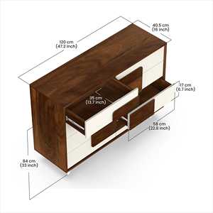 ตู้เก็บของแบบตั้งพื้น Mayrone Modern สีน้ำตาลเมเปิลและสีฟรอสตี้ ตู้ลิ้นชักขนาดใหญ่ สไตล์ไม้แผ่น - Product Image 4