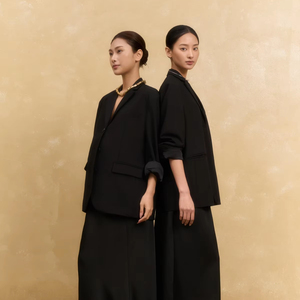 Conjunto de Dos Piezas para Mujer, 78% Poliéster, 18% Rayón, 4% Elastano, Seda, Cuello con Muescas, Manga Larga, Largo, Sólido, Transpirable, Tejido - Product Image 1