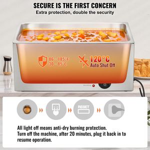 Scaldavivande Elettrico Commerciale in Acciaio Inox da 1200W, 19QT, Bain Marie, Scaldavivande da Tavolo per Buffet - Product Image 4