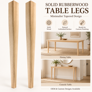 Pied de table en bois massif, forme trapézoïdale, design minimaliste, installation facile, pour table, usage domestique ou de bureau - Product Image 3