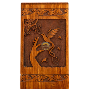 Handcrafted bird fly wave urn & Natural Wood Cremation Urn Ashes <b>Box</b> Artistic Funeral <b>Memorial</b> <b>Keepsake</b> by AYAANS - Product Image 2