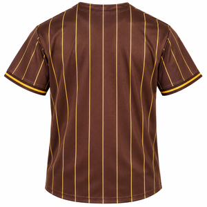 T-shirts de baseball Iota Phi Theta marron doré pour hommes, à manches courtes, boutonnés sur le devant, avec motif rayé et lettres, légers - Product Image 4
