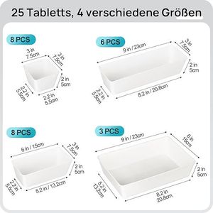 Set di 25 Organizzatori in Plastica per Cassetti, 4 Misure Versatili, Vassoi Organizzatori per Trucchi e Contenitori per Bagno e Camera da Letto - Product Image 4