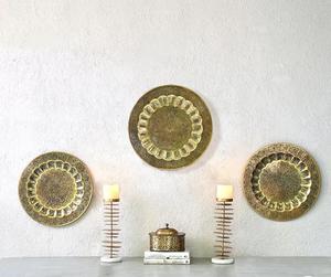 Handmade Metal Wall <b>Decor</b> <b>Plates</b> With Oriental Carved Design Bohemian Style For Home <b>Decorating</b> - Product Image 3