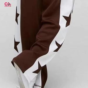 Men's Brown Baggy <b>Pant</b> With White Side Stripe And Stars Printed Elastic Waist Casual <b>Pants</b> Lightweight <b>Summer</b> Wear - Product Image 3