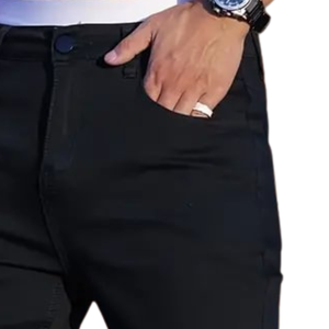 <b>Mens</b> Black <b>Stretch</b> Denim Shorts Slim Fit Casual Cotton Jean Shorts High Waist Five Pocket Summer Breathable Quick Dry Laser Wash - Product Image 5