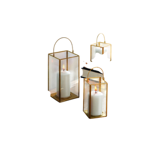 Porte-bougie élégant en métal et verre avec base en laiton, résistant à la chaleur, pour la décoration de la maison, porte-bougie votif en métal - Product Image 2