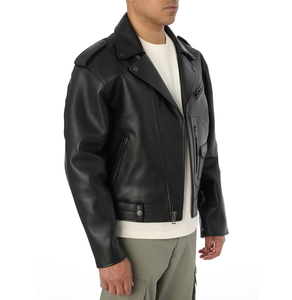 Blouson de moto Avirex personnalisé en cuir d'agneau véritable 100% avec broderie 3D, motif USA Tour au dos, coupe-vent - Product Image 5