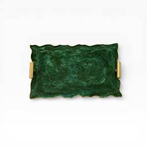 Novedad 2026: Bandejas de Servicio y Almacenamiento de Resina Epoxi con Asas Metálicas para Té, Café y Desayuno – Plato Moderno de Lujo para Decoración de Mesa - Product Image 1