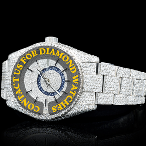 Fully Iced White Gold Moissanite Diamond Chronograph Dial With Classic Features Trendy Unisex Branded Collection Fashion Watch - Product Image 5