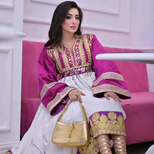 Vestidos afganos tradicionales hechos a mano con encaje, manga larga, estilo vintage para mujer, transpirables, con bordado natural, maxi para mujer. - Product Image 6