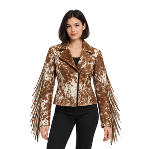 Chaqueta Acolchada de Cuero con Pelo de Vaca Genuino para Mujer, Ecológica, Estilo Vintage, para Invierno, Primavera y Otoño, Talla XL, Venta al Por Mayor - Product Image 3