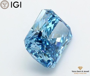 เพชรทรงเรเดียนต์ 2.00 กะรัต ผลิตในห้องปฏิบัติการด้วยวิธี CVD ได้รับการรับรองจาก IGI สีฟ้าสดใสแฟนซี ความสะอาดระดับ VVS2 เหมาะสำหรับใส่แหวน - Product Image 3